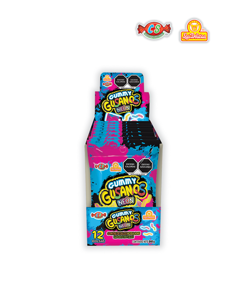 GGU040_1-1.png GUMMY GUSANOS NEON 70G - Imagen 1